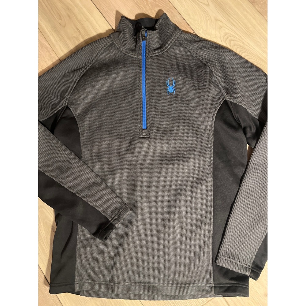 Spyder Men outbound SZL Gray Black Waffle Knit thermal sherpa‎ 1/2  Zip Pullover